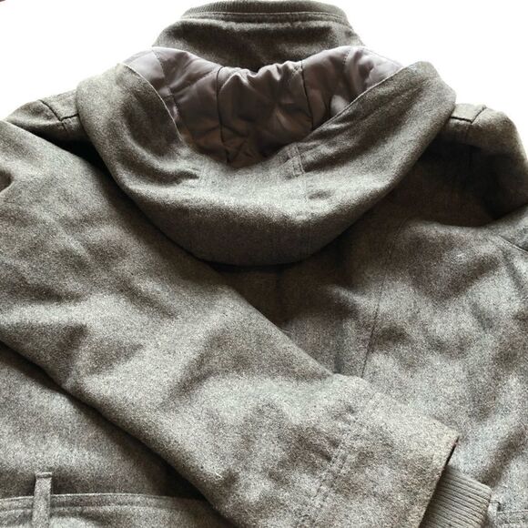 Soho Babe Jacket lined, full zip, pockets, belt, hood Gray Large - Picture 10 of 14